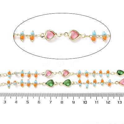 Heart Brass Glass Link Chains CHC-Q013-05G-1