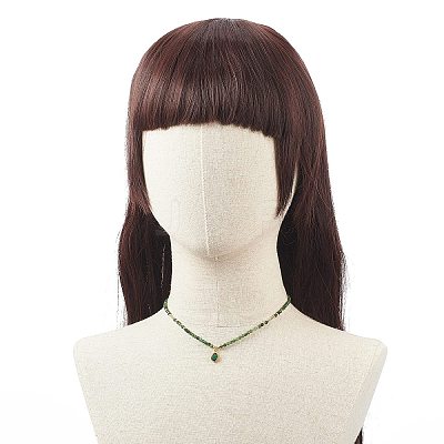 Cubic Zirconia Teardrop Pendant Necklace with Natural Gemstone Beaded Chains for Women NJEW-JN04121-1