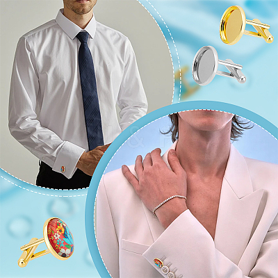 24Pcs 2 Colors Brass Cufflinks KK-AR0004-48-1
