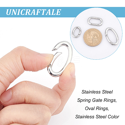 3Pcs 3 Styles 304 Stainless Steel Spring Gate Rings STAS-UN0040-93-1