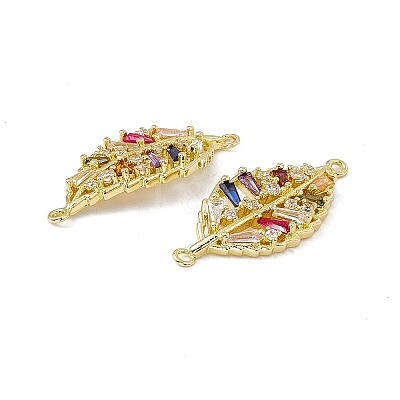 Brass Pave Colorful Cubic Zirconia Connector Charms KK-E068-VC017-1