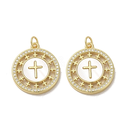 Brass Micro Pave Clear Cubic Zirconia Pendants KK-I708-04A-G-1