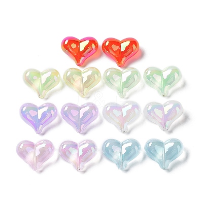 UV Plating Rainbow Iridescent Transparent Acrylic Beads MACR-D082-08-1