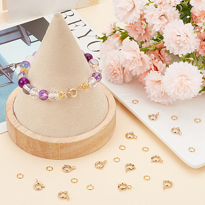 30Pcs Brass Spring Ring Clasps DIY-BBC0001-49-1