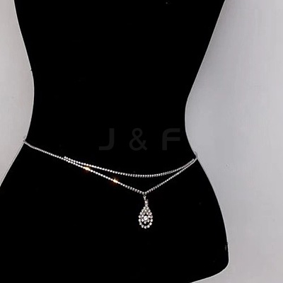 Alloy Crystal Rhinestone Charm Double Layer Waist Belly Chains for Women FS-WGAF3AB-03-1