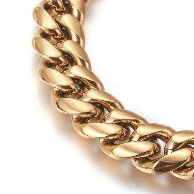 Ion Plating(IP) 201 Stainless Steel Curb Chain Bracelets BJEW-P244-01G-1
