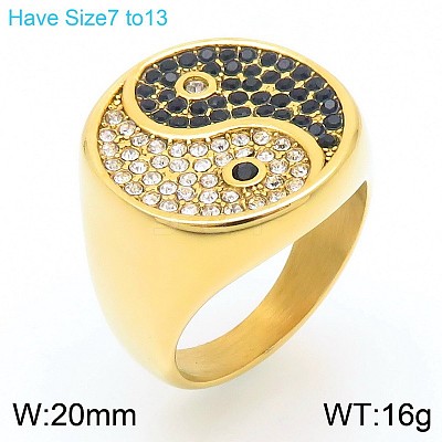 304 Stainless Steel Cubic Zirconia Finger Rings for Men FS-WG9BEFD-02-1