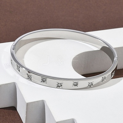 304 Stainless Steel Cubic Zirconia Himged Bangles for Women BJEW-F506-01P-1