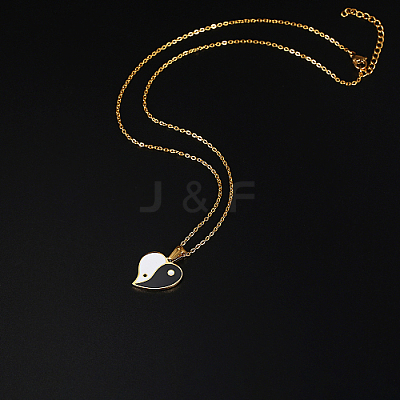 304 Stainless Steel Enamel Yin Yang Pendant Necklaces for Women VV9279-2-1