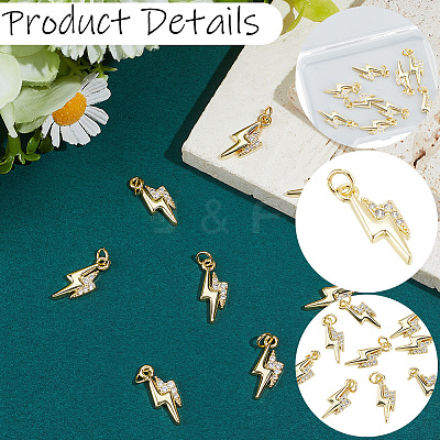 10Pcs Brass Micro Pave Cubic Zirconia Pendants KK-BBC0028-54-1