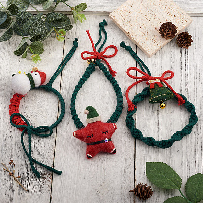 3Pcs 3 Style Christmas Theme Cotton Weave Pendant Decorations Sets HJEW-CF0001-12-1