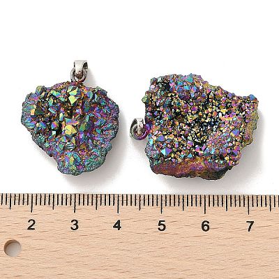 Electroplated Raw Rough Natural Druzy Agate Pendants G-H084-07P-04-1
