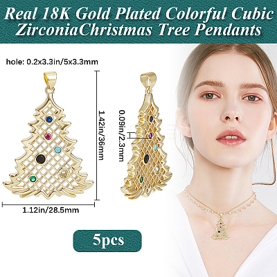5Pcs Brass Micro Pave Cubic Zirconia Pendants ZIRC-BBC0002-88B-1
