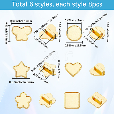 48Pcs 8 Styles Alloy Slide Charms Cabochon Settings FIND-SC0016-55A-G-1