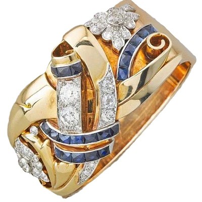 Flower Brass Micro Pave Clear Cubic Zirconia Finger Rings FS-WGA7D1C-02-1