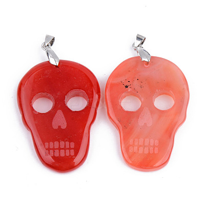 Halloween Themed Natural Agate Big Pendants G-S359-181-1