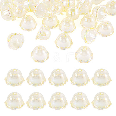 30Pcs UV Plating Acrylic Bead Caps PACR-TA0001-17D-1