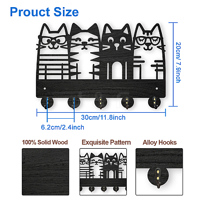Wood & Iron Wall Mounted Hangers HJEW-WH0055-066-1