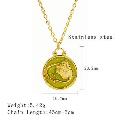 304 Stainless Steel Enamel Constellation Pendant Necklaces DJ0261-8-1-1