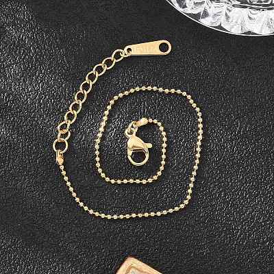 Ion Plating(IP) 304 Stainless Steel Ball Chain Bracelet for Women BJEW-G667-10G-1