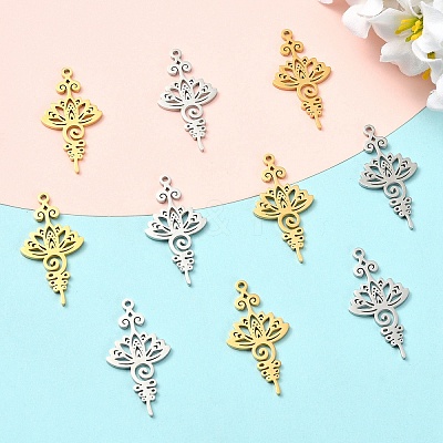 10Pcs 2 Colors 201 Stainless Steel Pendants STAS-YW0011-06-1