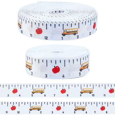 2 Rolls 2 Styles Back to School Season Polyester Ribbons OCOR-GF0005-94-1