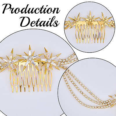 Alloy Rhinestone Hair Combs MRMJ-WH2007-031G-1