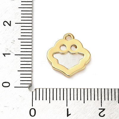 Brass Pave Natural White Shell Flower Charms KK-P301-01C-G-1