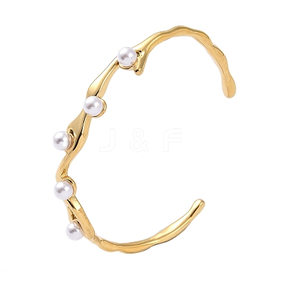304 Stainless Steel Open Cuff Bangles for Women BJEW-M313-04G-1