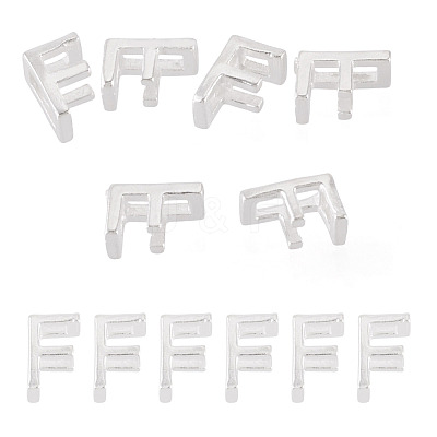 6Pcs 925 Sterling Silver Hollow Initial Beads STER-TA0001-53F-1