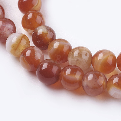Natural Striped Agate/Banded Agate Beads Strands G-G591-6mm-03-1