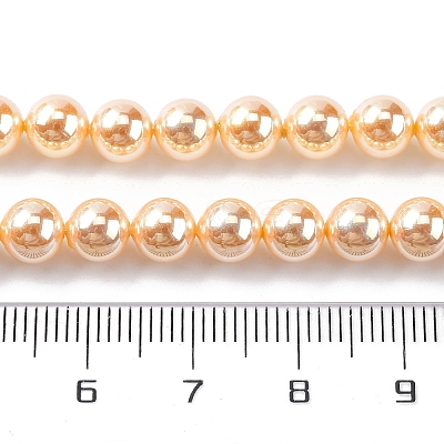 UV Plating Pearlized Glass Pearl Beads Strands GLAA-F128-01A-T6-1