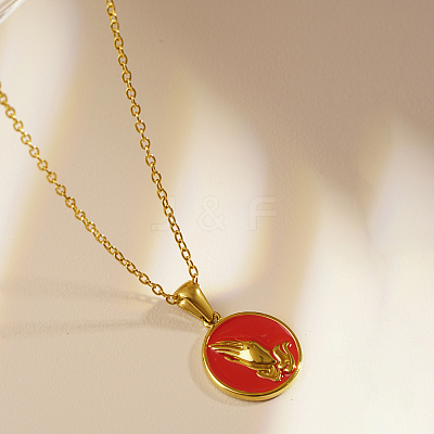 Stylish 304 Stainless Steel Enamel Enamel Pendant Necklaces ZI7036-1-1