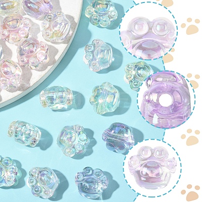 32Pcs UV Plating Rainbow Iridescent Acrylic Beads OACR-FS0002-15-1