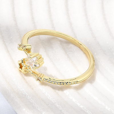 Brass Micro Pave Clear Cubic Zirconia Cuff Open Rings for Women CU-CBAE7DF-12G-06-1