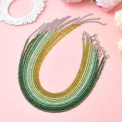3MM Gradient Color Glass Seed Beaded Choker Necklaces for Women NJEW-JN05875-1