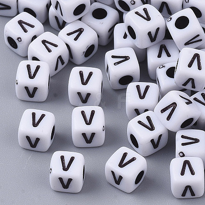 White Opaque Acrylic Beads X-MACR-R869-02V-1