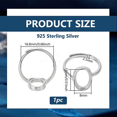 1Pc 925 Sterling Silver Adjustable Ring Components STER-BC0003-97A-P-1