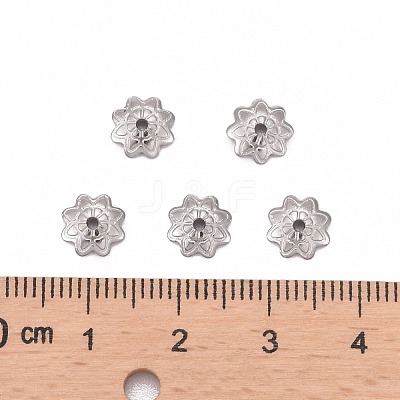 Tarnish Resistant 304 Stainless Steel 8-Petal Flower Bead Caps STAS-J011-03-1