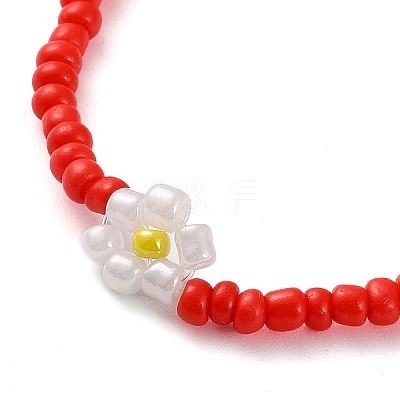 Glass Flower Beaded Necklace NJEW-Z029-03B-1