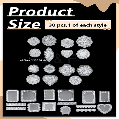 30Pcs 2 Style Waterproof Plastic PET Transparent White Lace Stickers DIY-LP0003-83-1