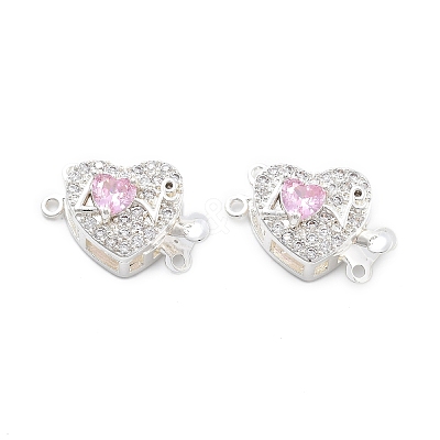 Brass Micro Pave Cubic Zirconia Box Clasps KK-B125-07S-01-1