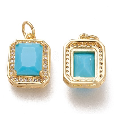 Brass Glass Charms LS-ZIRC-F116-09D-G-1
