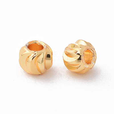 Brass Corrugated Beads X-KK-P117-12G-1