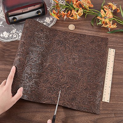 Flower Pattern PVC Leather Fabric DIY-WH20076-42A-1