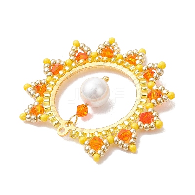 Glass Seed Beaded Sun Pendants PALLOY-MZ00857-03-1