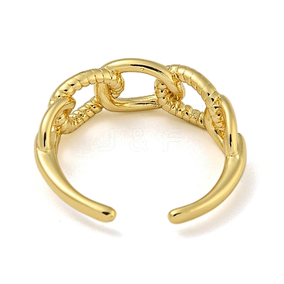Curb Chain Shape Brass Open Cuff Rings for Women RJEW-Z050-09G-1