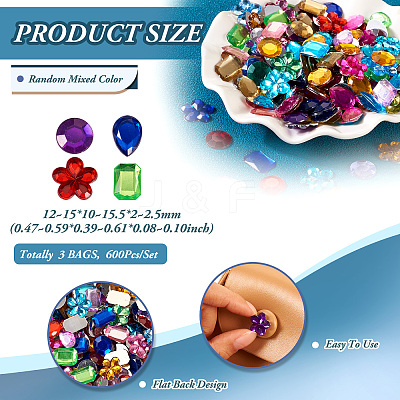 Flat Back & Back Plated Acrylic Rhinestone Cabochons MACR-TA0001-62A-1