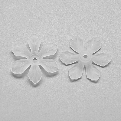 6-Petal Transparent Acrylic Bead Caps FACR-S020-SB518-1