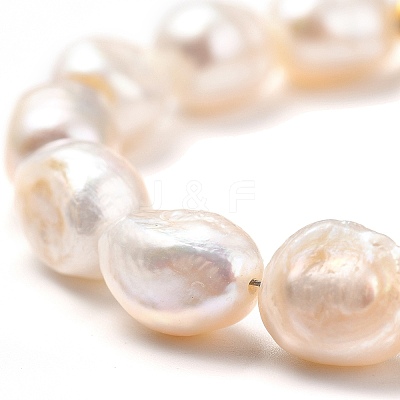 Natural Baroque Pearl Keshi Pearl Beaded Bracelets X-BJEW-JB05317-1